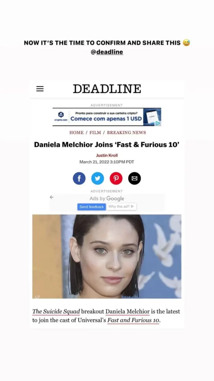 Confirmado! Daniela Melchior integra elenco de 'Velocidade Furiosa 10' -  Fama Show