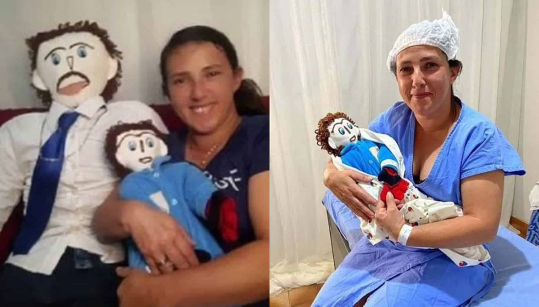 Boneca de Família Feliz / Boneca de Mãe Grávida com Bebê na