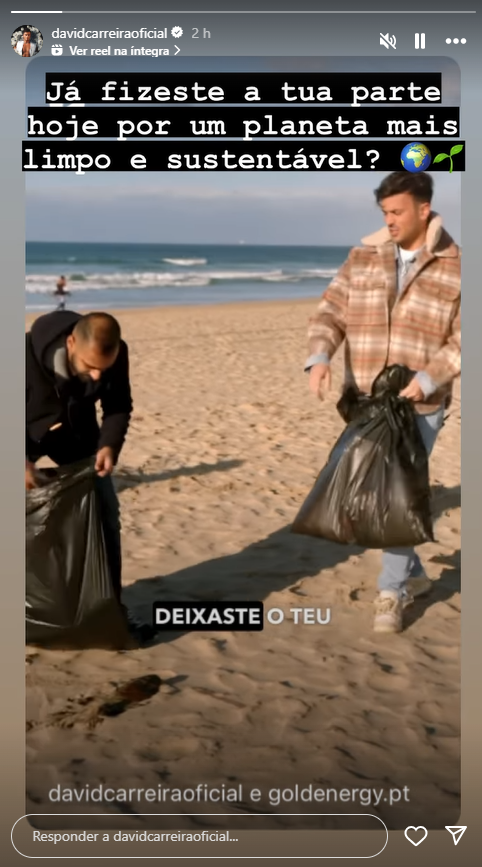david carreira David Carreira mostra-se a apanhar lixo na praia e questiona: "Já fizeste a tua parte hoje?"