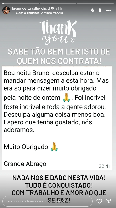 bruno de carvalho Bruno de Carvalho manda 'boca' nas redes sociais: "Nada nos é dado nesta vida!"